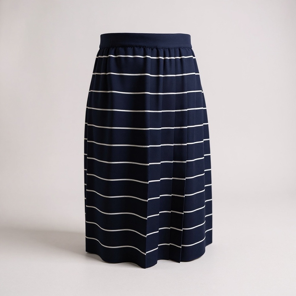 Exclusively Misook Stripe Pleated Front Knit Midi Skirt Size Medium